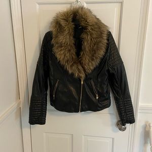 Faux leather and fur moto jacket. An H&M brand. Size 12.